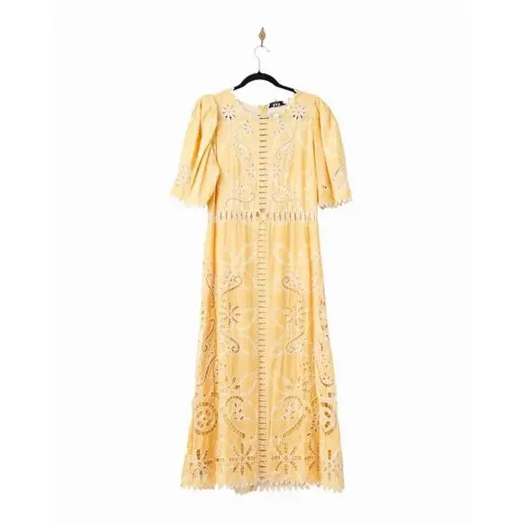 Sea New York Liat Embroidery Yellow Dress - Size 12 - Picture 4 of 9